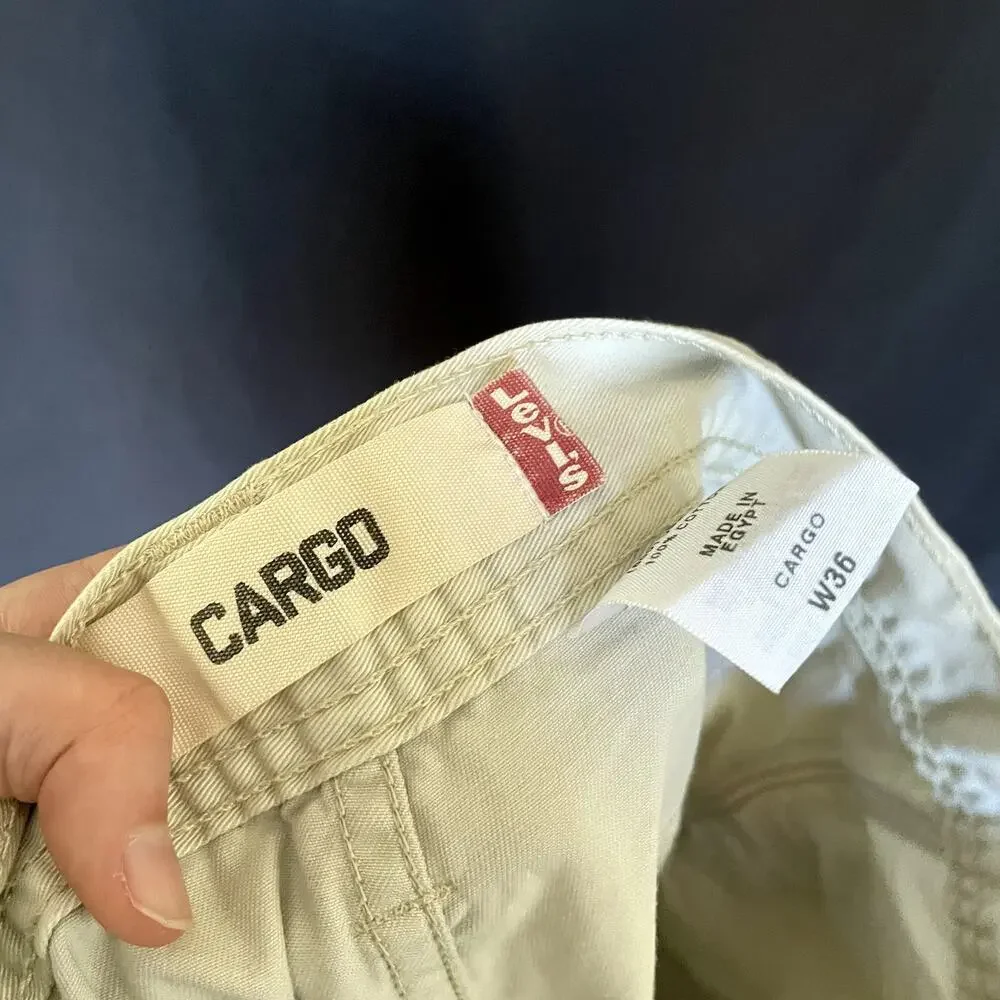 Levi's cargo pants beige men's size W36 cotton‎ multiple pockets summery style